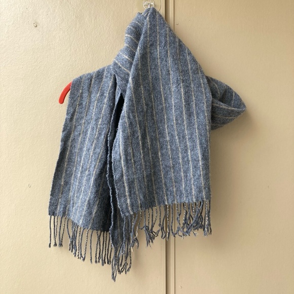 Ireland 100% wool suantrai scarf grey gray striped stripes wide oversized - Picture 4 of 15